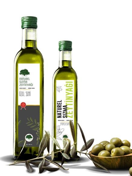 Natural olive oil bottles with fresh olives on white background