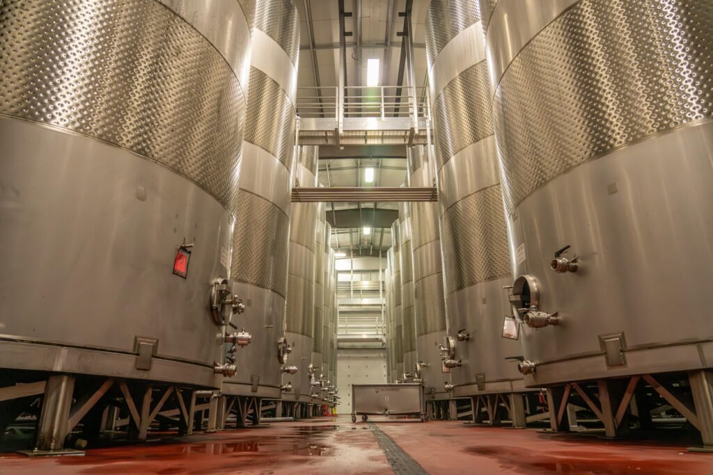 stainless steel tanks for olive oil filtration and storage process